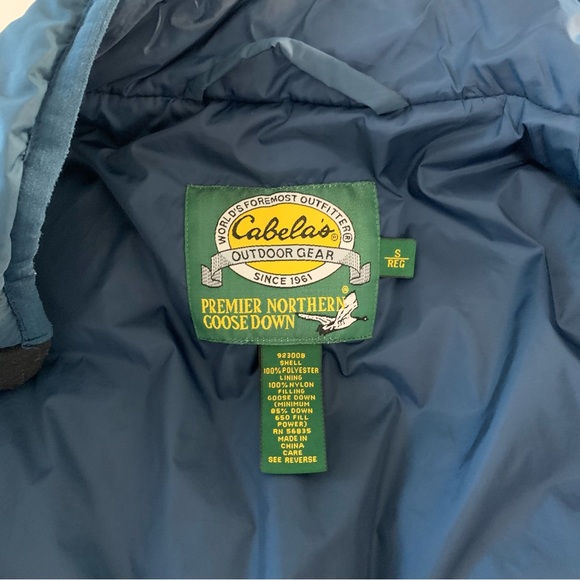CABELA’S Blue Goose Down Puffer Vest Size Small - Picture 3 of 6
